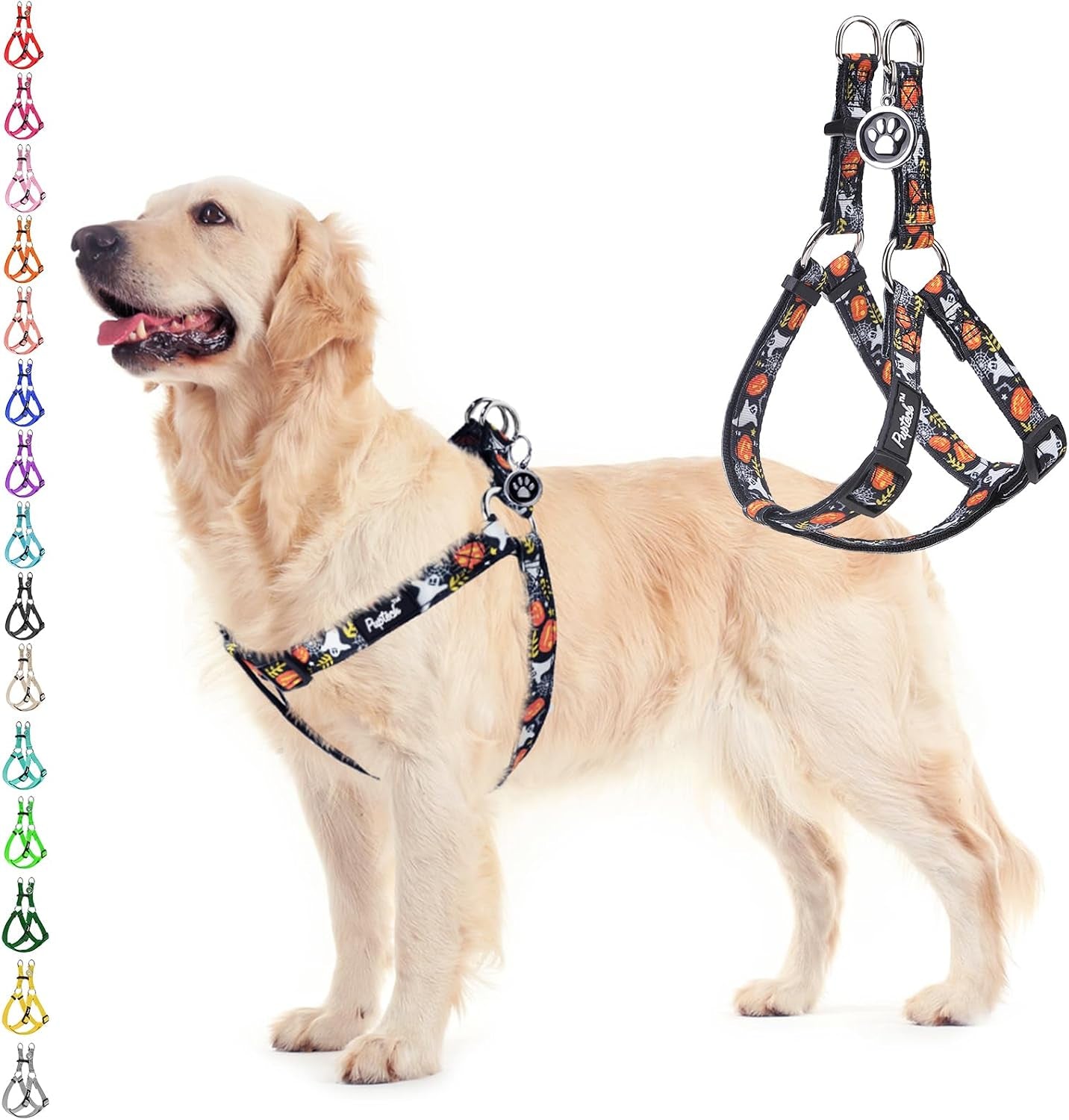 pupteck-no-pull-dog-harness-soft-adjustable-basic-nylon-step-in-puppy-vest-outdoor-walking-with-id-tag