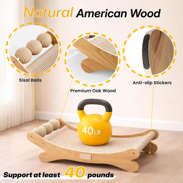 Sisal Cat Scratchers for Indoor Cats - 26.2" Large Cat Scratching Board, Wooden Cat Bed with Scratch Pad, Modern Cat Furniture for Lounging/Sofa Protector3