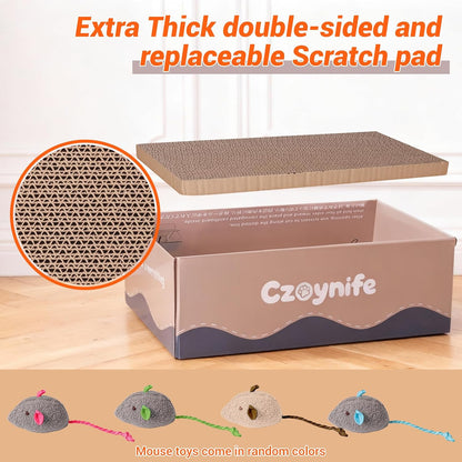 3PCS Cat Scratcher Cardboard, Oval Cat Scratch Pad Bowl Nest for Indoor Cats, round Cat Scratching Board Corrugated Lounge Cat Bed, Furniture Protector for Couch (Coffee, 15.7 * 10 In)4
