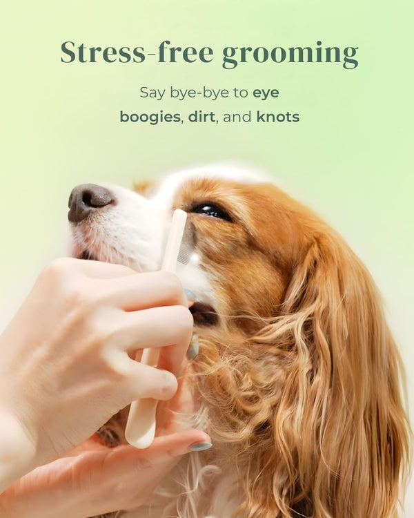 [Petora] BRUSH on ME Gentle Facial & Eye Comb for Dogs & Cats | Smooth & Stress-Free Tear Stain Remover | Fine-Tooth Grooming Tool with Rounded Tips | Comfortable Grip for Daily Pet Grooming3