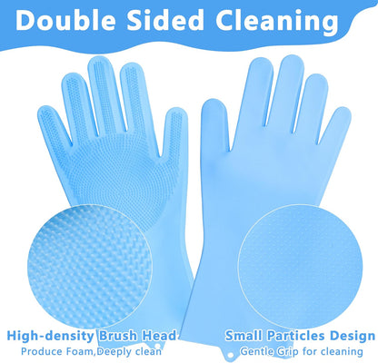 Pet Grooming Gloves—Dog Washing Gloves with High-Density Teeth | Dog Bath Scrubber with Enhanced Five Finger Design, Silicone Gloves for Dogs and Cats Bathing, Massage (Blue)4