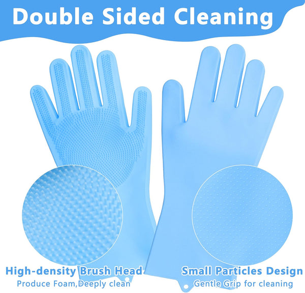 Pet Grooming Gloves—Dog Washing Gloves with High-Density Teeth | Dog Bath Scrubber with Enhanced Five Finger Design, Silicone Gloves for Dogs and Cats Bathing, Massage (Blue)4