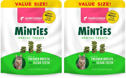 Minties Dental Treats for Cats, Salmon Flavored Treats for Cats, Freshens Breath and Controls Tartar, 2.5Oz11