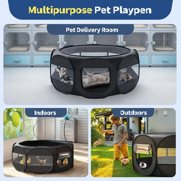 Small Animal Playpen, Chicken Brooder Box with Cover Top, Black | Portable Outdoor Exercise Pet Cage Tent, Waterproof Breathable Pet Playpen Indoor for Chick Ktiien Bunny Hamster Guinea Pig7