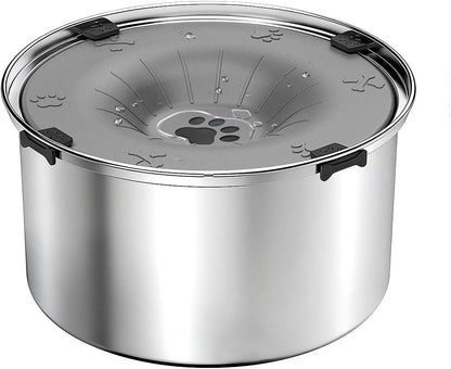 SCHITEC No Spill Dog Water Bowl for Large Dogs, 5.6L / 1.5 Gallon Stainless Steel Splash-Proof Slow Drinking Pet Dish with Floating Disk & Non-Slip Base, Mess-Free Design for Home or Travel-Gray1