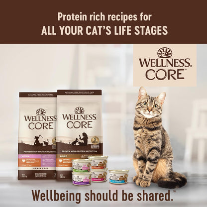Wellness CORE Signature Selects Variety Pack Adult Canned Wet Cat Food, Natural, Protein Rich, Grain Free, Poultry Recipes, 2.8 Oz, Pack of 8 Cans8