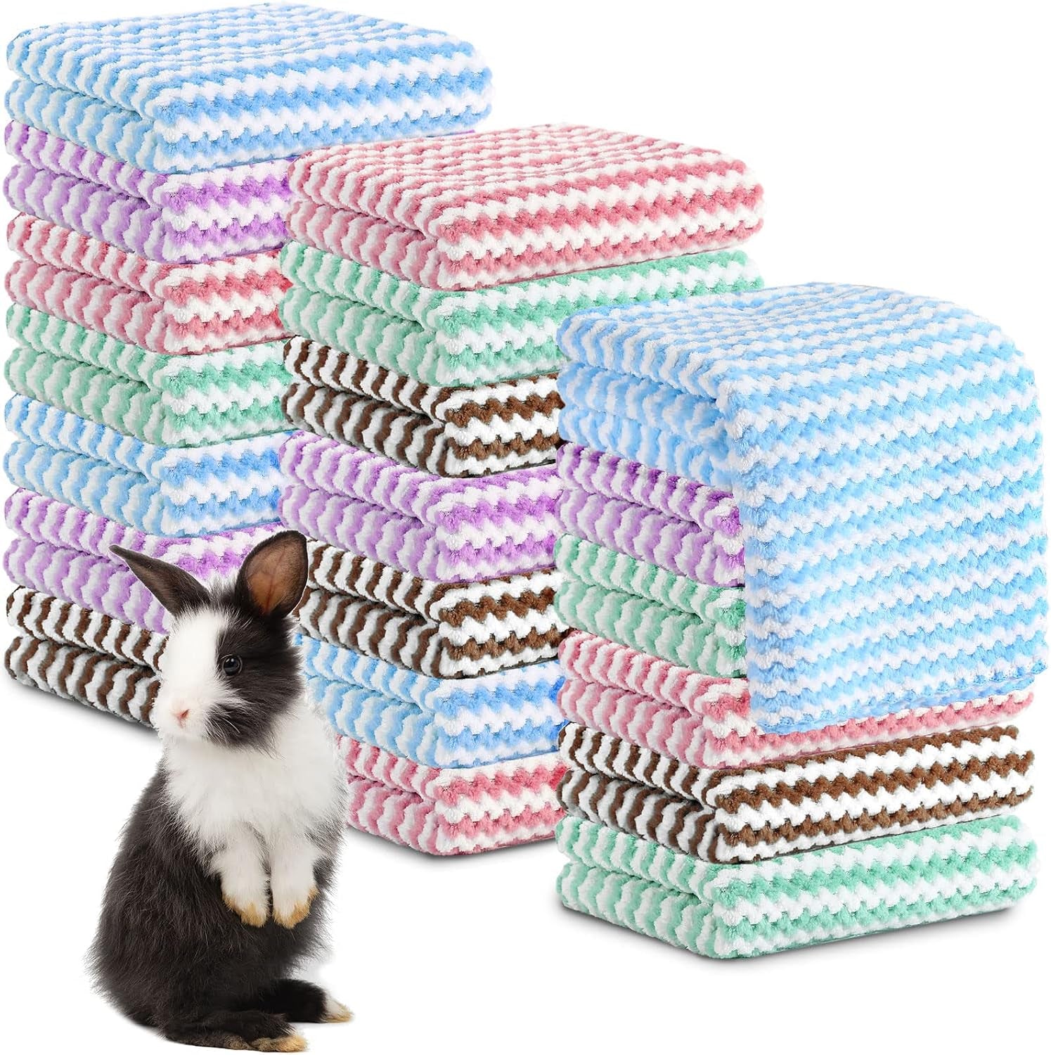 moukeren-20pcs-guinea-pig-fleece-bedding-blankets-bulk-washable-small-animal-fleece-cage-liners-pet-wash-cloth-sleeping-mat-cover-for-hamster-chinchilla-rabbit-hedgehogmulticolor-12-x-12-inch