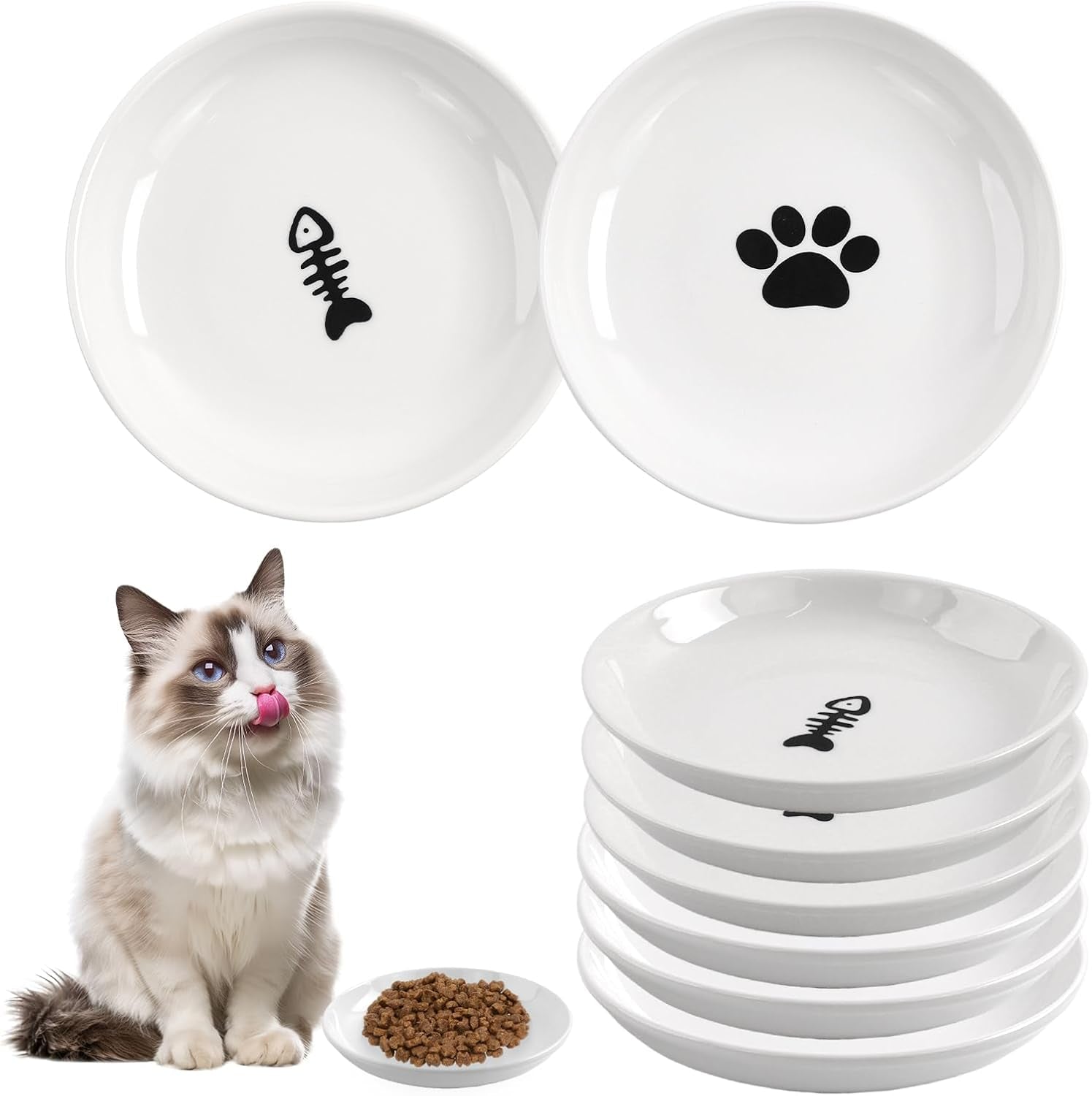 6-pack-cat-food-bowl-ceramic-cat-bowls-anti-whisker-fatigue-cats-bowl-set-5-5-inches-shallow-wide-kitten-plates-for-food-and-water-white-a