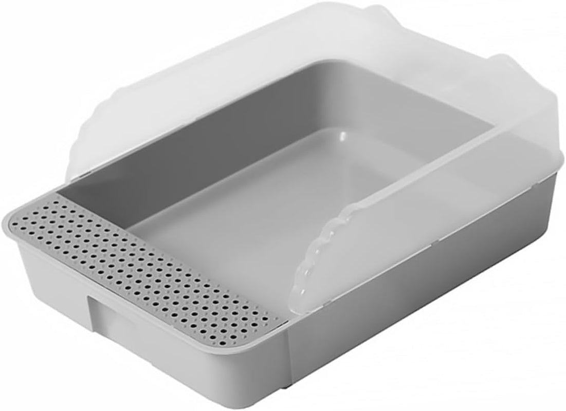semi-enclosed-cat-litter-pan-toilet-detachable-anti-splash-durable-polymer-kitten-litter-box-small-grey-potty-for-indoor-cat-housebreaking