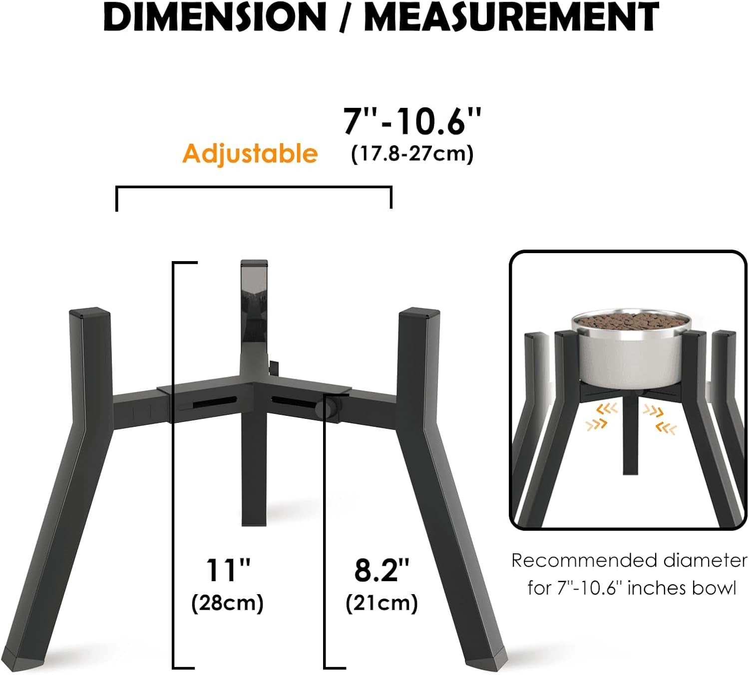 dog-bowl-stand-for-medium-large-dogs-adjustable-width-elevated-dog-bowls-7-10-6-raised-dog-food-water-bowls-11-inch-tall-single-holder-black-bowl-not-included
