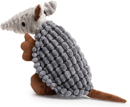 Hollypet Plush Dog Squeaky Toy Stuffed Armadillo Animal Pet Puppy Chew Toys with Clean Teeth for Small Medium Large All Breed Sizes Dogs, Gray, 8 In23