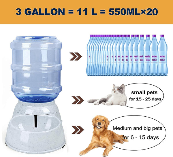 Automatic Dog Water Dispenser, 3 Gallon| 11L Gravity Automatic Pet Water Dispenser Station, Pet Waterer for Dogs and Cats, Large Capacity Water Feeder3