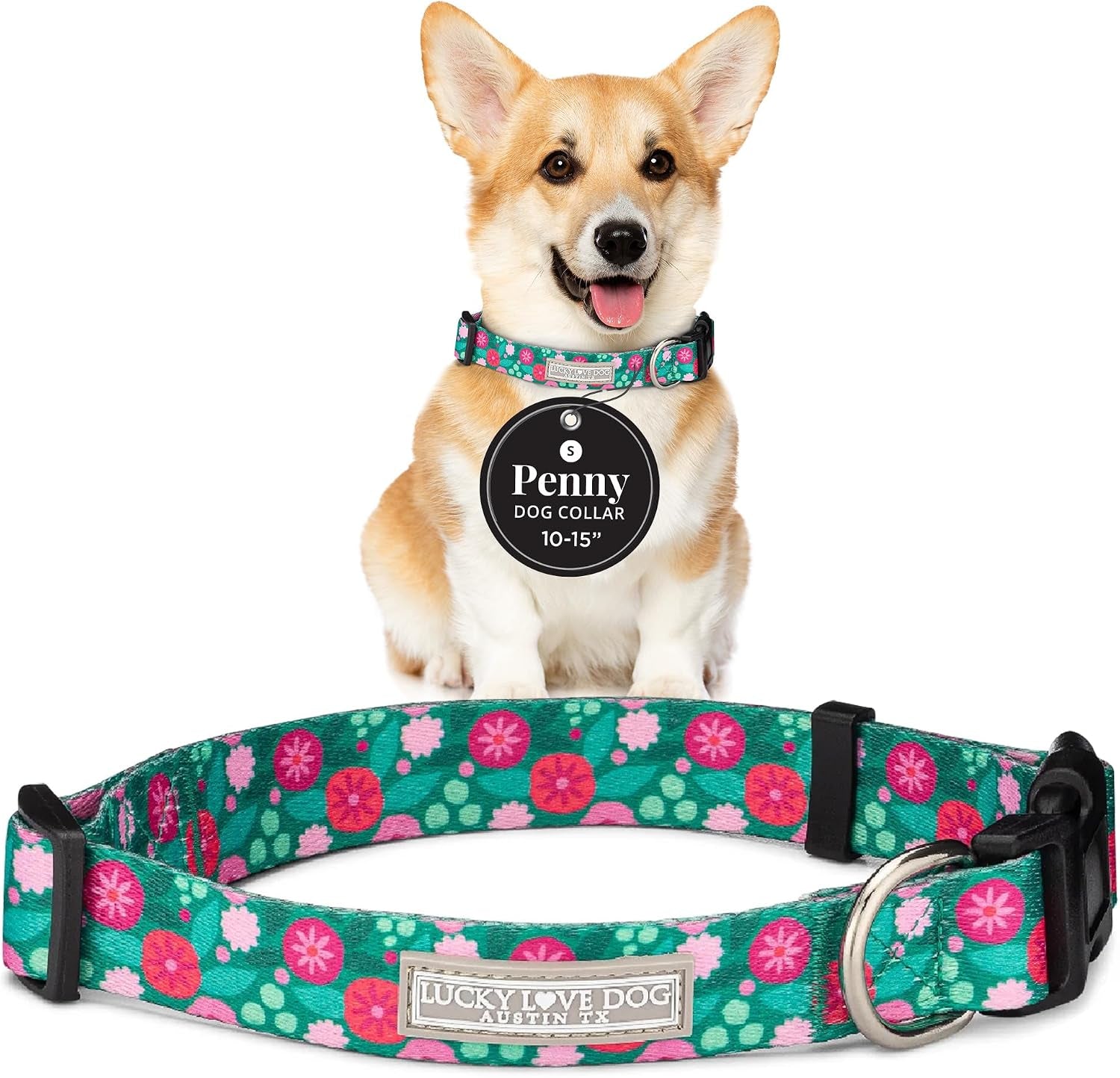 lucky-love-dog-easy-click-buckle-dog-collar-with-leash-set-combo-durable-comfortable-for-male-female-dogs-pet-collar-for-medium-dogs-secure-fit-blackbird-combo-medium