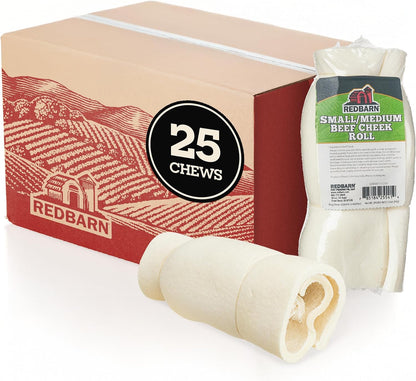 Redbarn Pet Products All-Natural Large Beef Cheek Rolls for Dogs, Uncoated - Single Ingredient Grain-Free Chew Treat Naturally Rich in Collagen - No Artificial Preservatives - Pack of 415