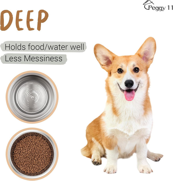 PEGGY11 Deep Stainless Steel Anti-Slip Dog Bowls - 2-Pack, 3 Cups4