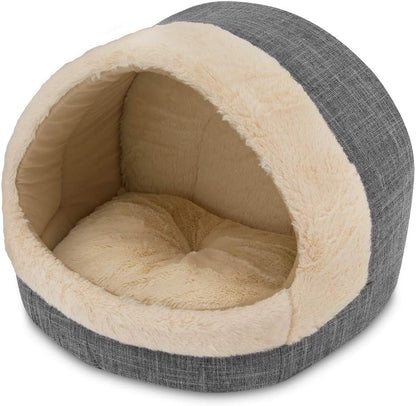 Best Pet Supplies Cat Bed for Indoor Cat, Domed Tent House with Removable Pillow, Covered Cat Cave for Small Dog, Puppies and All Breeds of Cats - Tan, 19 X 19 X H:19"17