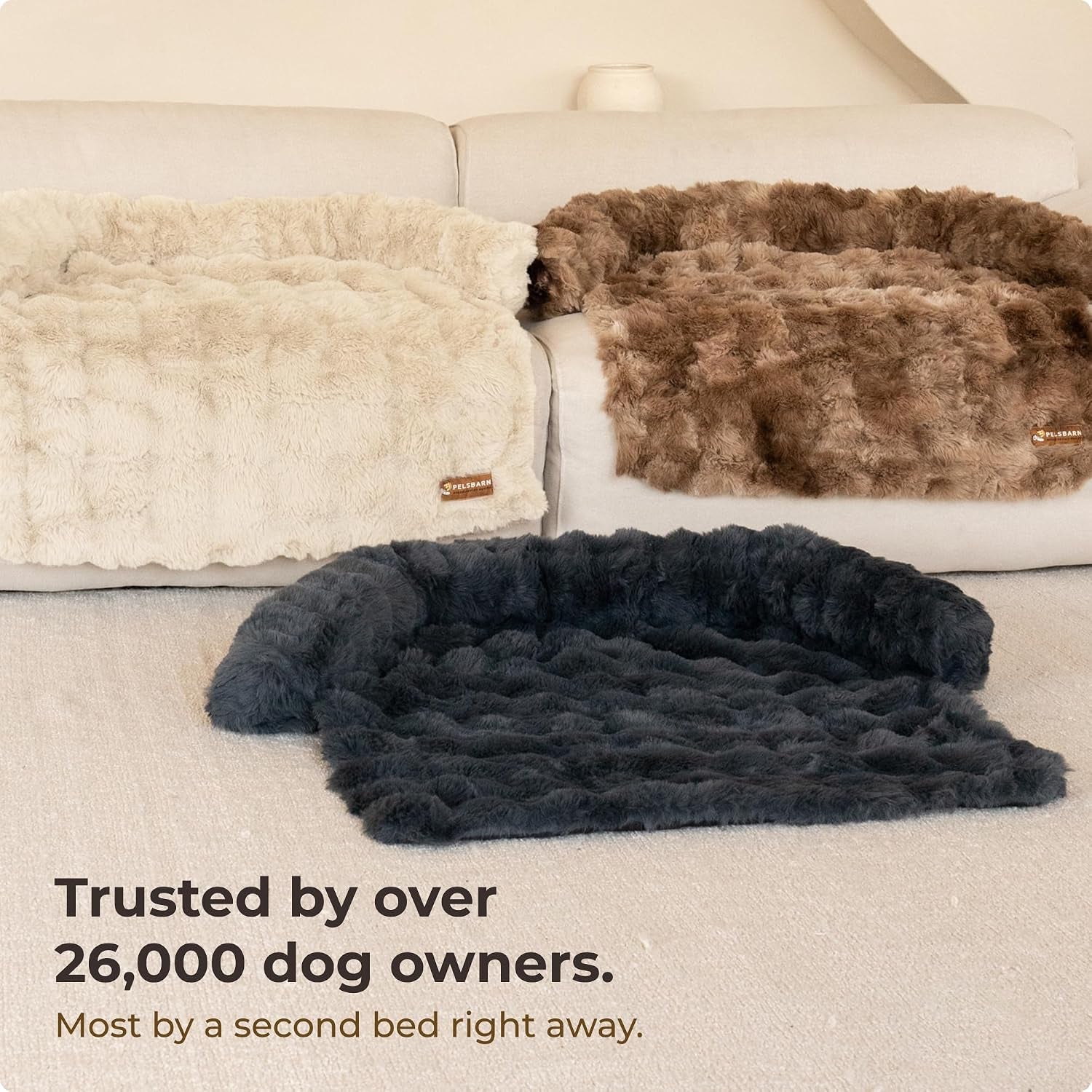 pelsbarn-dog-bed-for-couch-luxurious-sofa-bed-for-dogs-with-non-slip-oxford-bottom-faux-rabbit-fur-with-removable-cover-large-gray-33x33-in