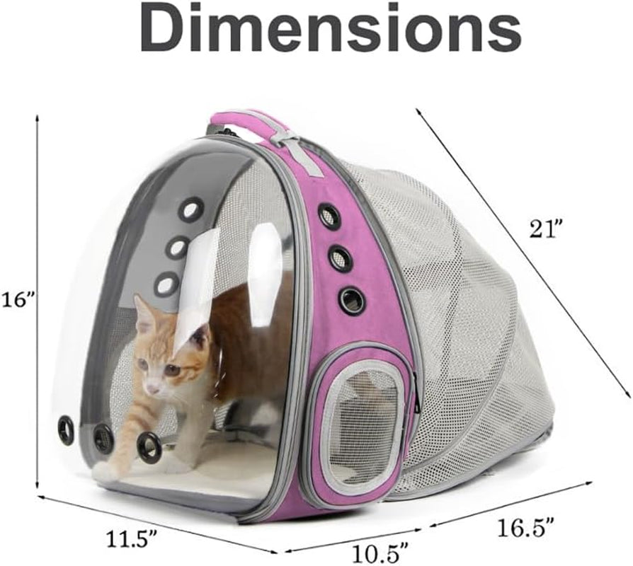 expandable-pink-cat-backpack-carrier-fit-up-to-12-lbs-space-capsule-clear-bubble-window-pet-carrier-backpack-for-kitten-bunny-rabbit-and-small-puppy