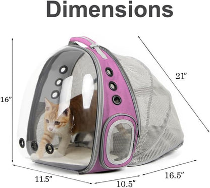 Expandable Pink Cat Backpack Carrier, Fit up to 12 Lbs, Space Capsule Clear Bubble Window Pet Carrier Backpack for Kitten Bunny Rabbit and Small Puppy2