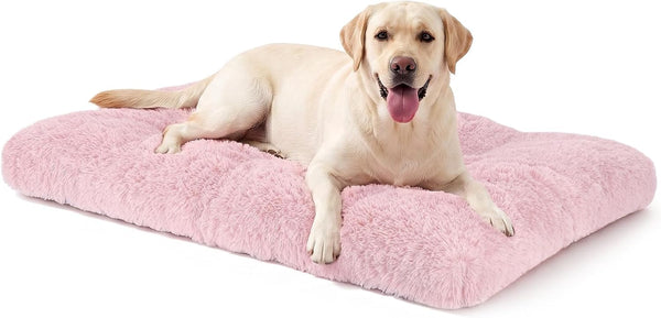 JOEJOY Large Dog Bed Crate Pad, Deluxe Plush Washable Dog Beds Fulffy Soft Kennel Pad Anti-Slip Pet Sleeping Mat for Extra Large Medium Small Dogs, 40" X 27", Beige27