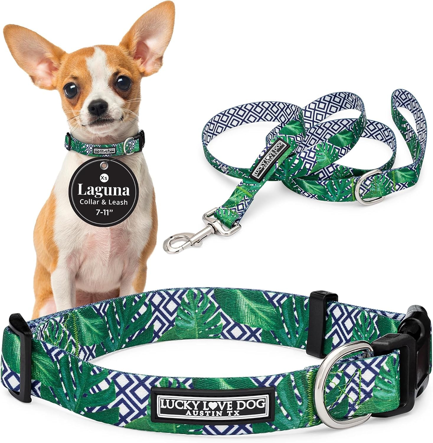 lucky-love-dog-easy-click-buckle-dog-collar-with-leash-set-combo-durable-comfortable-for-male-female-dogs-pet-collar-for-medium-dogs-secure-fit-blackbird-combo-medium