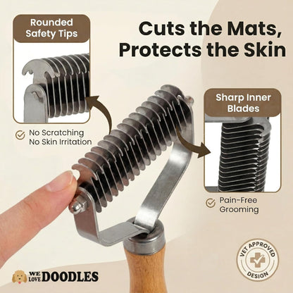 Dematting Comb for Dogs, Undercoat Rake Grooming Tool for Matted Pet Hair | Best Dematting Brush for Doodles & Poodles, Detangling De Matted Hair, Tool for Removing Shedding Fur, Cat Deshedder Brushes5