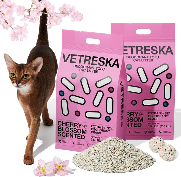 VETRESKA Tofu Cat Litter, Odor Control, Greentea 5.5Lb×2Bags | Natural Kitty Litter Strong Clumping Flushable Cat Litter Pellet Ultra Absorbent,Dust-Free,Low Tracking Deodorant Tofu Litter13