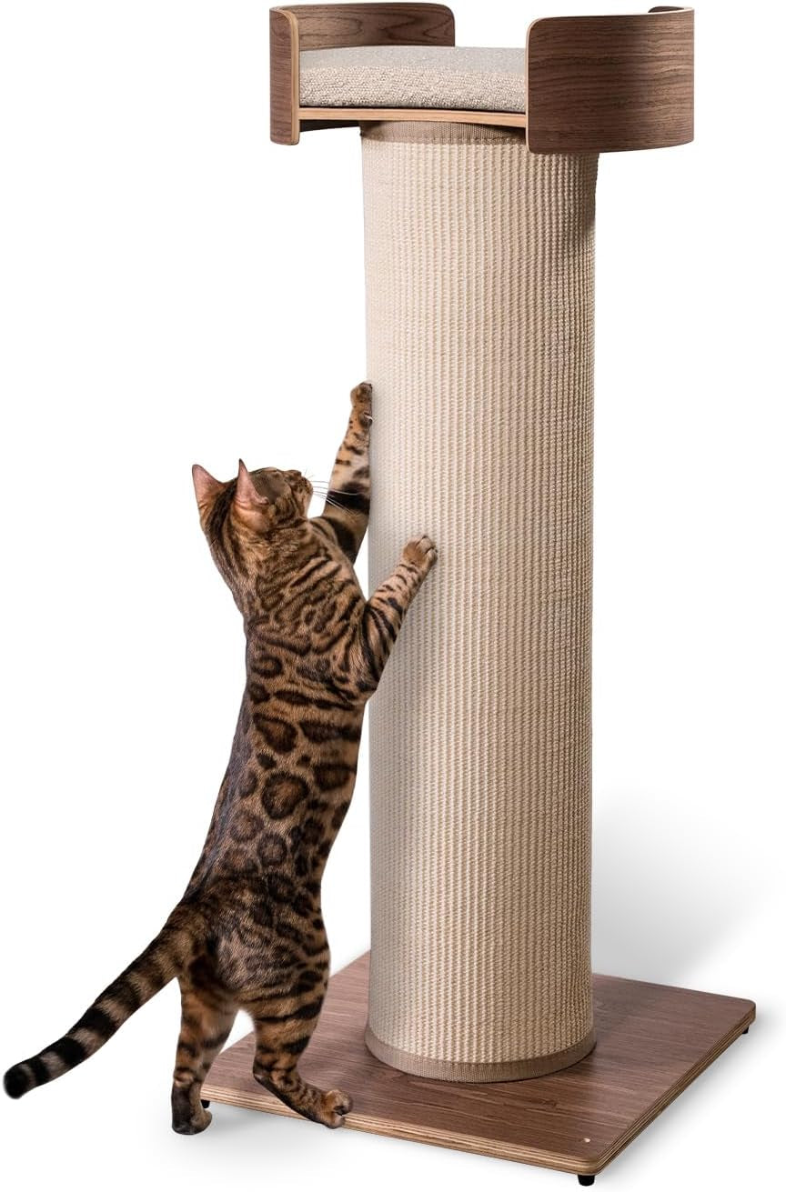one-fast-cat-giant-scratching-tower-w-perch-44-5-height-with-replaceable-sisal-and-removable-bed-ash