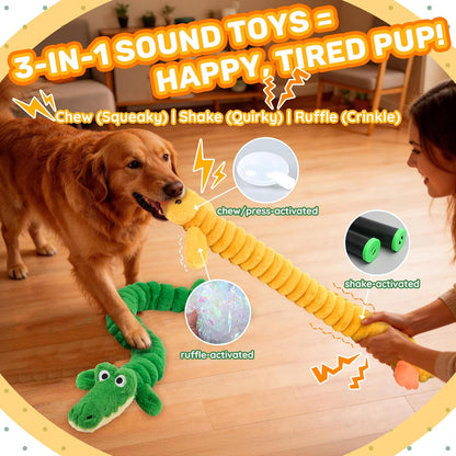 LECHONG 2-Pack 40” Extra-Long Squeaky Dog Toys for Large Dogs, Soft Chew Plush Stuffed Animal Dogs Toy, Interactive Tug-Of-War Dog Toys for All Dogs to Keep Them Busy3