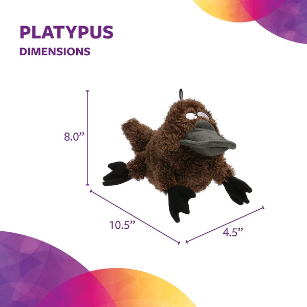 Trustypup Strong 'N Silent Platypus Silent Squeak Plush Dog Toy, Chew Guard Technology - Brown, Large3