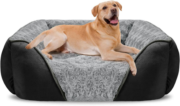 INVENHO Rectangle Washable Orthopedic Dog Bed for Small, Medium and Large Dogs, Soft Calming, Sleeping Puppy Bed Durable Pet Cuddler with Anti-Slip Bottom, S (20"X19"X6")32