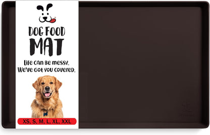 Dogbuddy Dog Food Mat – Waterproof Dog Bowl Mat for Food and Water, Silicone Pet Feeding Mats for Floors, Non-Slip Placemat with High Edges for Dogs Bowls, Puppy Essentials (L: 24" X 16", Shadow)14