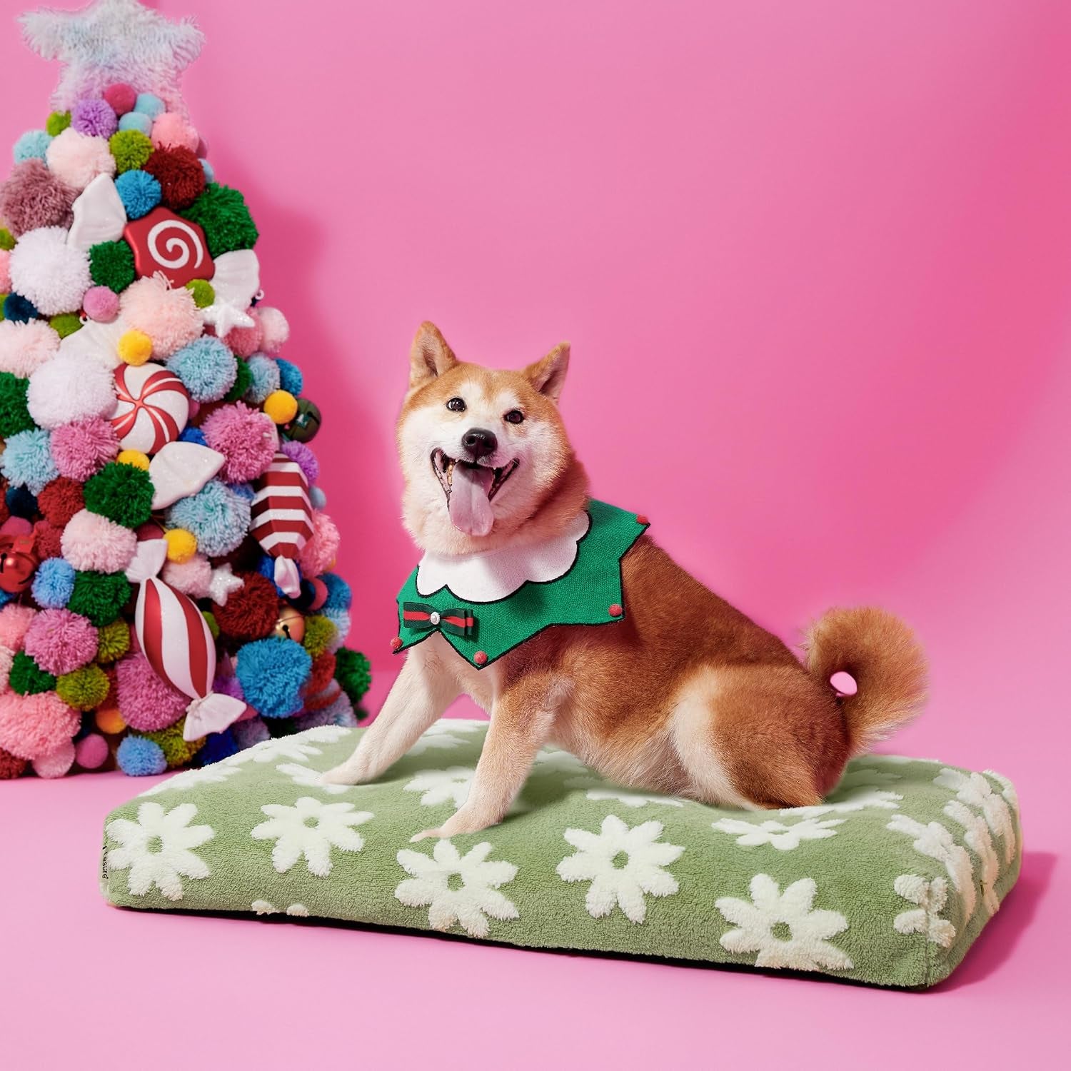 le-sure-cute-aesthetic-dog-bed-for-crate-jacquard-thick-pet-pillow-35x22-shredded-chopped-foam-modern-plush-crate-cushion-gift-for-large-dog-waterproof-washable-cover-nonslip-bottom-green