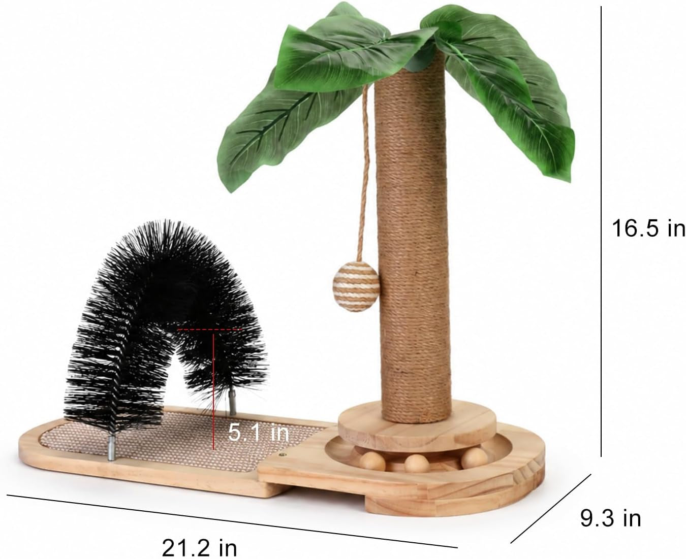 16-5-tall-sisal-cat-scratching-post-with-self-groomer-interactive-sisal-hanging-ball-fun-wooden-rolling-balls-for-small-cats-to-play-indoors-natural-sisal-cat-scratch-posts