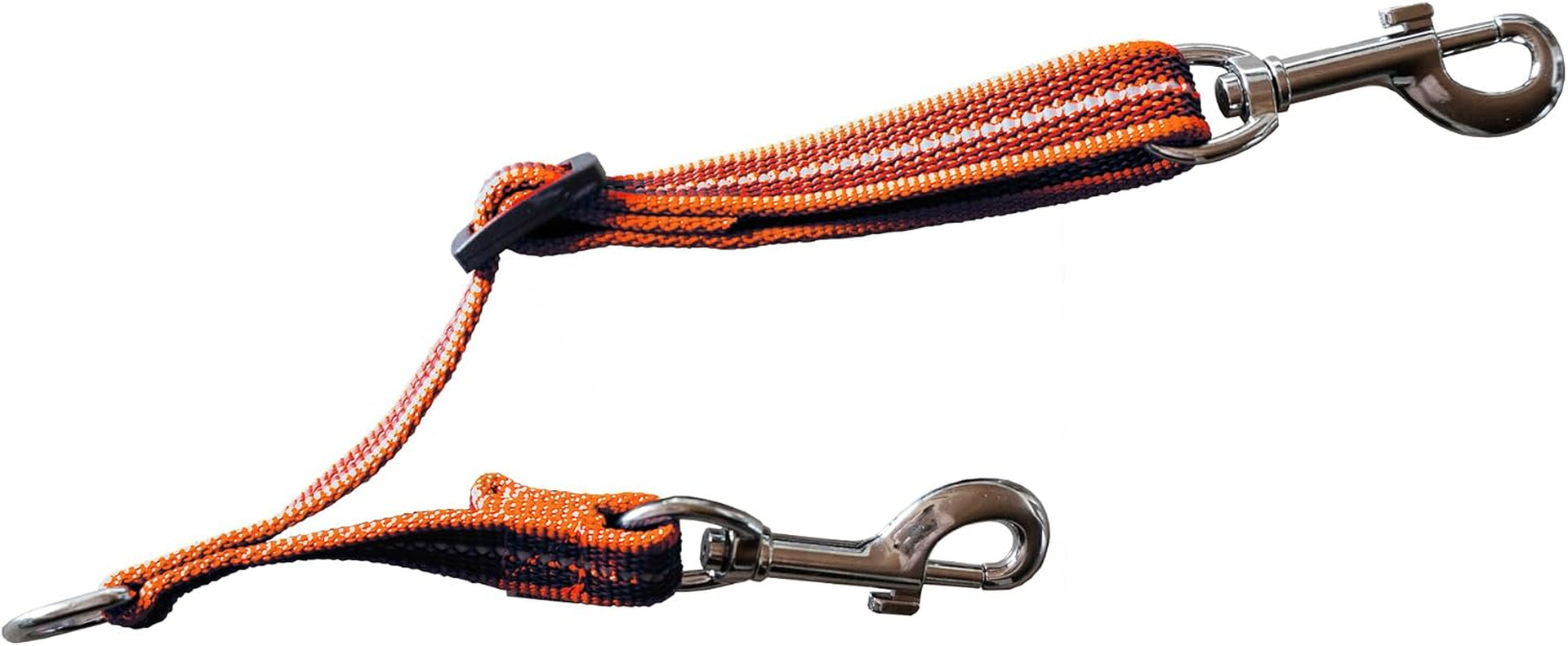 herm-sprenger-adjustable-coupling-strap-reflective-nylon-2-way-dog-leash-coupler-with-nickel-plated-swivel-clip-safety-backup-strap-for-prong-flat-collars-red