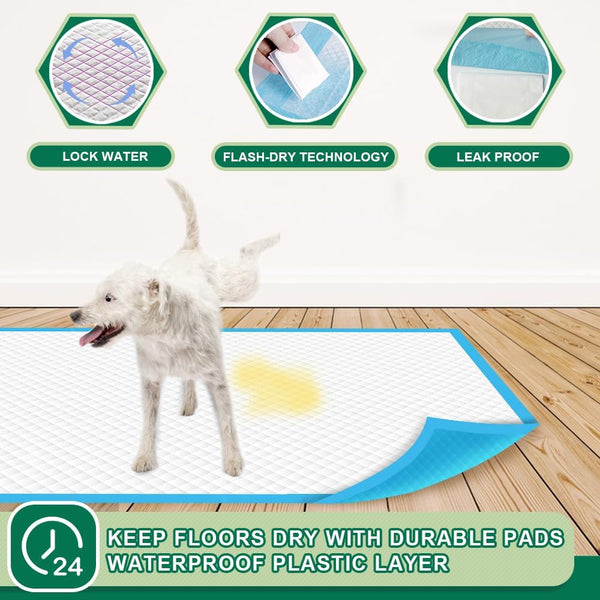 IMMCUTE Puppy Pads 22"X23" 100 Count | 6-Layer Leak-Proof & Super Absorbent Dog Training Pads | Disposable Potty Pads for Puppies, Dogs, Cats & Rabbits | Blue & White4