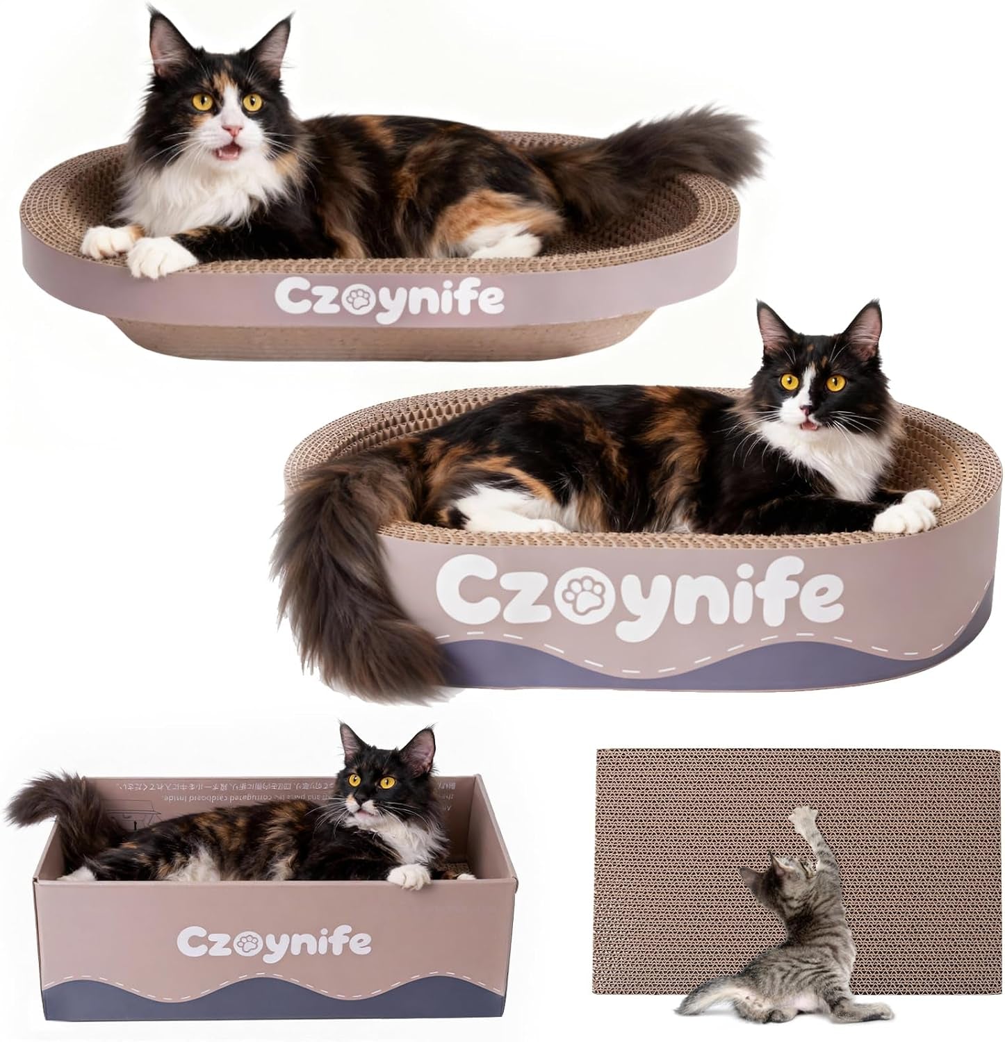 3pcs-cat-scratcher-cardboard-oval-cat-scratch-pad-bowl-nest-for-indoor-cats-round-cat-scratching-board-corrugated-lounge-cat-bed-furniture-protector-for-couch-coffee-15-7-10-in