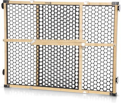 Safety 1St Bamboo Baby Gate for Doorways, No Drill Easy Install, Dog Gates, Fits 28"-42", 24" High, Bamboo and Black1