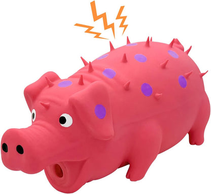 Andiker Dog Squeaky Toy, Dots Latex Dog Chew Toys with a Oinks Sound Squeaker Grunting Pig Dog Toy Durable Self Play 8" Dogs Squeeze Toy for Dental Biting Chasing to Kill Boring Time (Blue)8