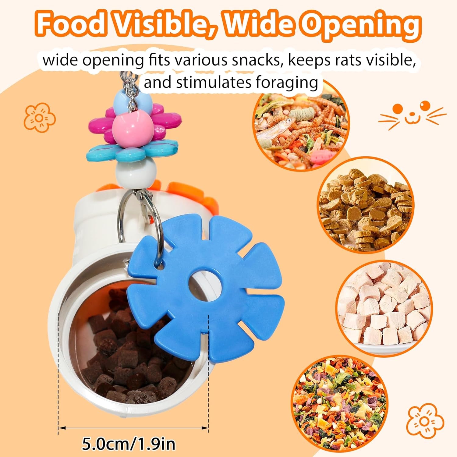 rat-enrichment-foraging-toy-wide-opening-for-more-treats-easy-clean-slow-feeder-hanging-fancy-cage-puzzle-toy-for-rats-mice-inspires-foraging-instincts-to-relieve-boredom-and-keep-healthy