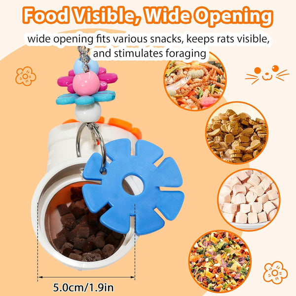 Rat Enrichment Foraging Toy, Wide Opening for More Treats, Easy-Clean | Slow Feeder Hanging Fancy Cage Puzzle Toy for Rats & Mice, Inspires Foraging Instincts to Relieve Boredom and Keep Healthy3