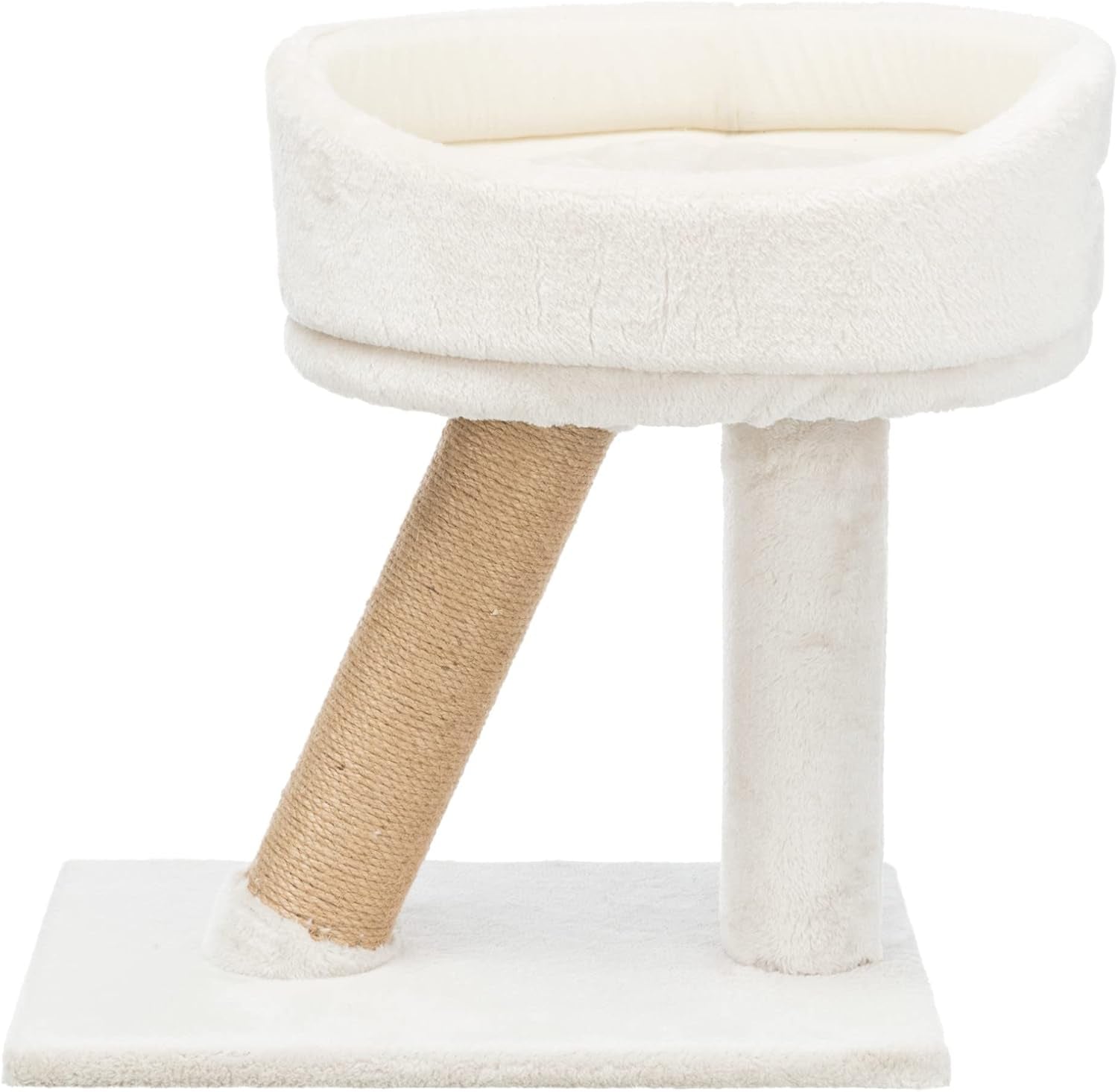 trixie-mica-18-in-cat-tree-for-kittens-indoor-jute-scratching-post-cat-furniture-padded-platform-dangling-toy-greige
