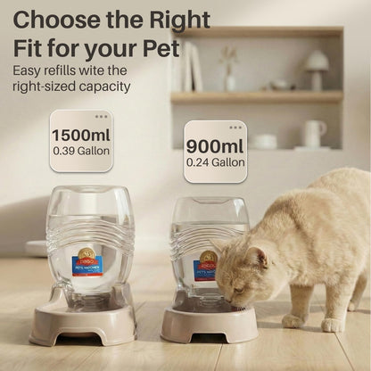 Flexzion Gravity Pet Water Dispenser for Cats & Small Dogs, 1/4 Gal Beige | Automatic Cat and Dog Waterer with 900 Ml Reservoir, Non-Skid Feet, Recessed Carry Handle, and Easy-Clean PP Bowl7