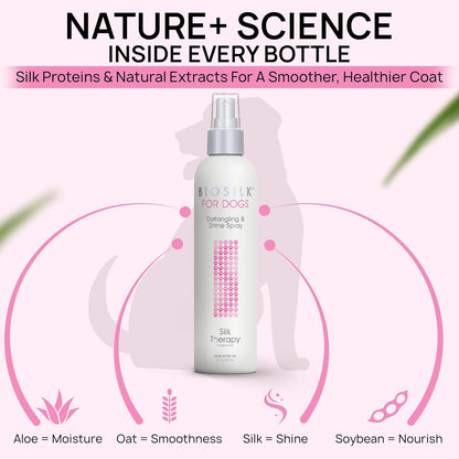 Biosilk for Dogs Silk Therapy Detangling and Shine Protecting Spray, Ph Balanced Leave-In Mist with Silk and Vitamins for Dematting, Paraben-Free, All Coats and Breeds, 8 Fl Oz | Ph-Balanced, Paraben-Free Leave-In Mist with Silk and Vitamins; Dematting Spray for All Coats and Breeds14
