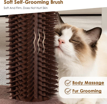 21” Tall Cat Scratching Post with Plush Cat Bed | Stable Cat Tree for Indoor Cats, Interactive Toy & Grooming Brush Included7