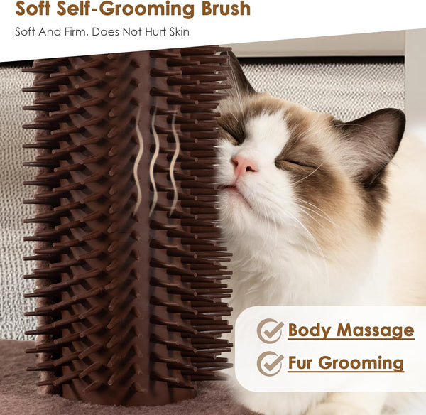21” Tall Cat Scratching Post with Plush Cat Bed | Stable Cat Tree for Indoor Cats, Interactive Toy & Grooming Brush Included7