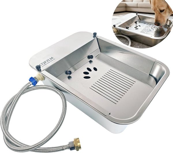 Automatic Dog Water Dispenser 3-Gallon Stainless Steel Outdoor Drinking Bowl for Large Dogs,Self-Filling Water Bowl with a Filter Design to Filter Large Debris(11L-B)9