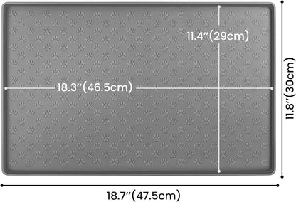 Ptlom Pet Placemat for Dog and Cat, Mat for Prevent Food and Water Overflow, Suitable for Small, Medium and Big Pet, 18" 12", Grey, Silicone3