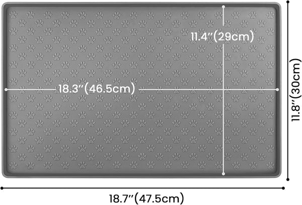 Ptlom Pet Placemat for Dog and Cat, Mat for Prevent Food and Water Overflow, Suitable for Small, Medium and Big Pet, 18" 12", Grey, Silicone3