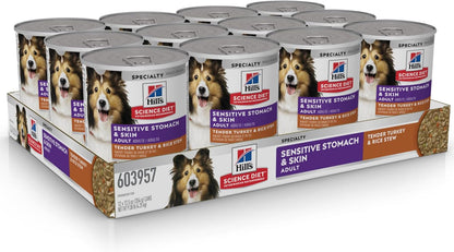 Hill'S Science Diet Sensitive Stomach & Skin Wet Dog Food | #1 Veterinarian Recommended, Adult Formula, Turkey & Rice, 12.5 Oz. Cans, 12-Pack4